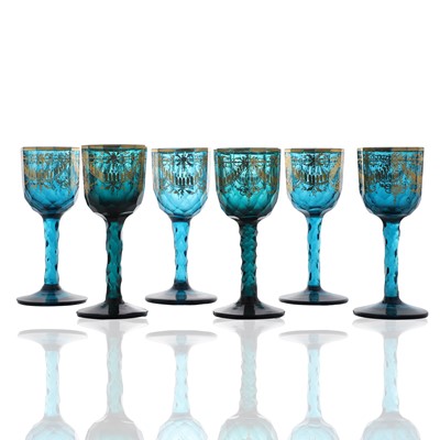 Lot 152 - A set of six Bohemian wine glasses