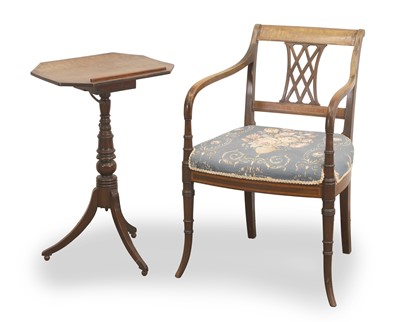 Lot 521 - A Regency mahogany bar back elbow dining chair