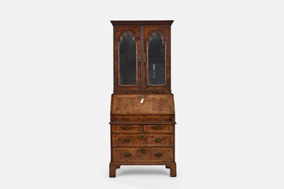 Lot 242 - A Queen Anne walnut bureau bookcase