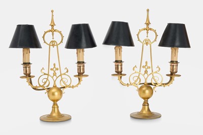 Lot 371 - A pair of gilt-metal bouillotte lamps attributed to Ferdinand Barbedienne