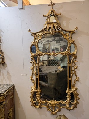Lot 10 - A George III-style giltwood pier mirror in the manner of William and John Linnell