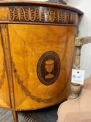 Lot 11 - A George III satinwood, harewood and marquetry commode attributed to Ince & Mayhew