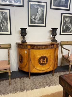 Lot 11 - A George III satinwood, harewood and marquetry commode attributed to Ince & Mayhew