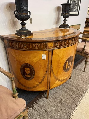 Lot 11 - A George III satinwood, harewood and marquetry commode attributed to Ince & Mayhew