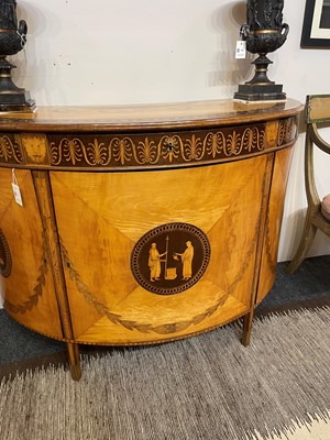 Lot 11 - A George III satinwood, harewood and marquetry commode attributed to Ince & Mayhew