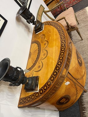 Lot 11 - A George III satinwood, harewood and marquetry commode attributed to Ince & Mayhew