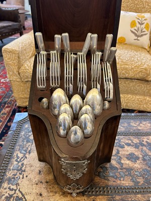 Lot 9 - A George III mahogany and silver-mounted knife box