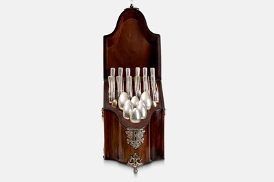 Lot 9 - A George III mahogany and silver-mounted knife box