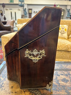 Lot 9 - A George III mahogany and silver-mounted knife box