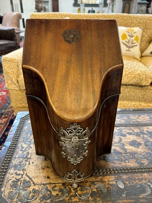Lot 9 - A George III mahogany and silver-mounted knife box