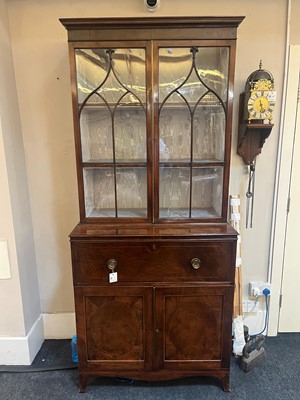 Lot 13 - A George III mahogany secretaire bookcase