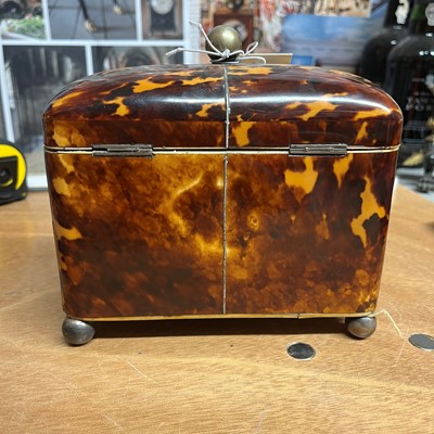 Lot 1 - A George III tortoiseshell, silver and ivory tea caddy