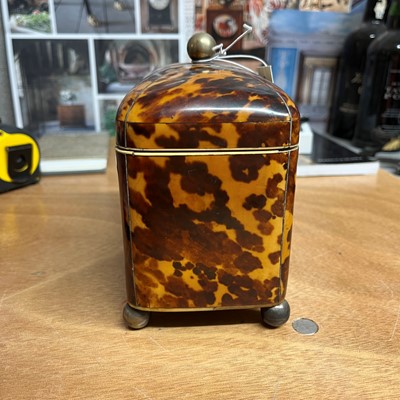 Lot 1 - A George III tortoiseshell, silver and ivory tea caddy
