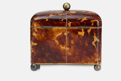 Lot 1 - A George III tortoiseshell, silver and ivory tea caddy