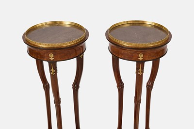 Lot 44 - A pair of mahogany, porphyry and ormolu torchères