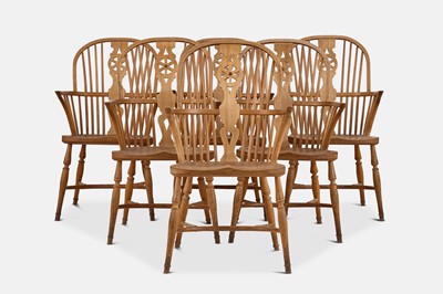 Lot 50 - A set of six elm, ash and beech Windsor chairs