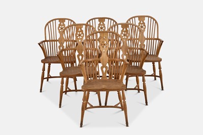 Lot 50 - A set of six elm, ash and beech Windsor chairs