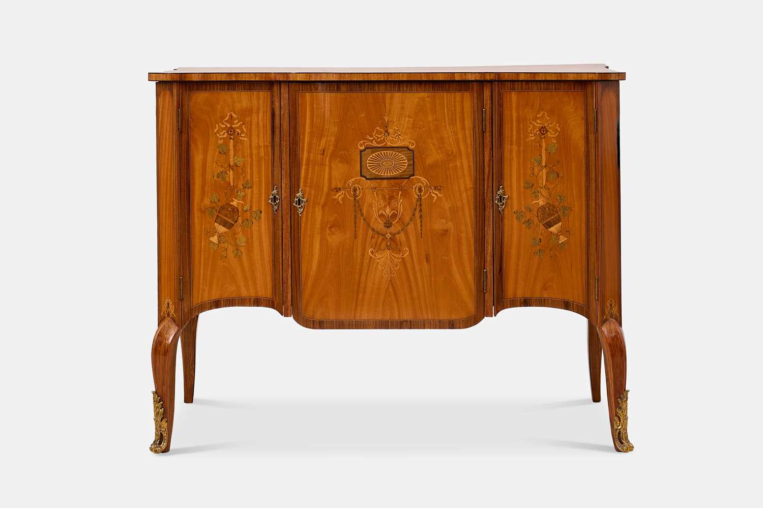 Lot 5 - A George III satinwood, tulipwood and harewood marquetry commode