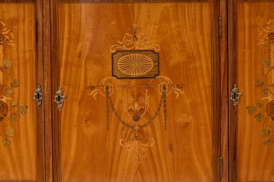 Lot 5 - A George III satinwood, tulipwood and harewood marquetry commode