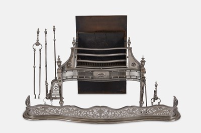 Lot 51 - A George III polished steel and iron fire set