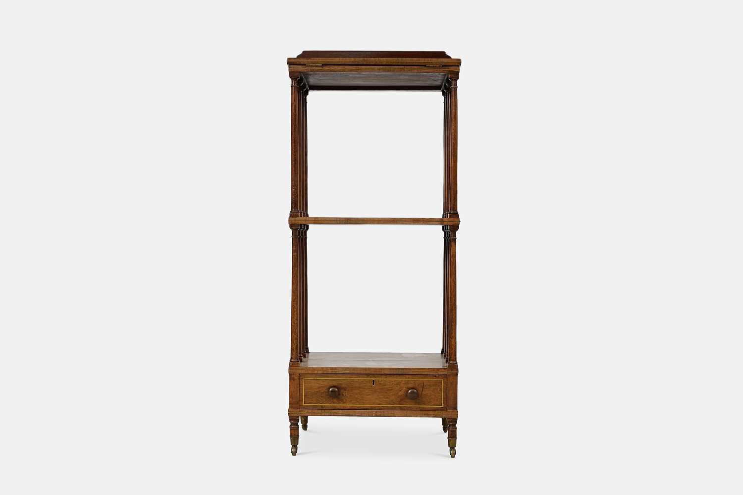 Lot 36 - A George IV rosewood and brass-inlaid whatnot music stand