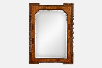 Lot 33 - A George I walnut, parcel-gilt and seaweed marquetry mirror