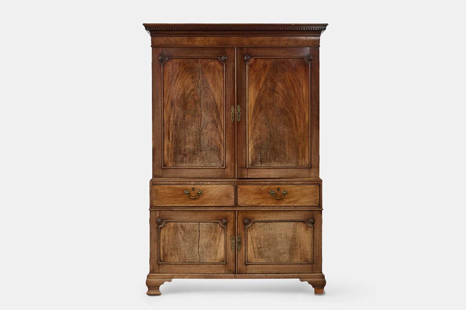 Lot 42 - A George III mahogany linen press