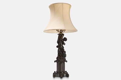 Lot 27 - A bronze figural table lamp