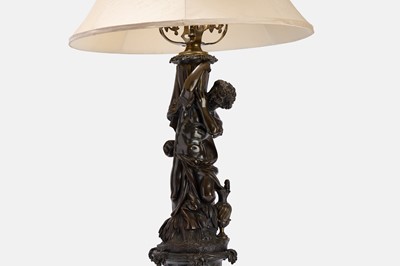 Lot 27 - A bronze figural table lamp