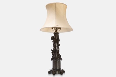 Lot 27 - A bronze figural table lamp