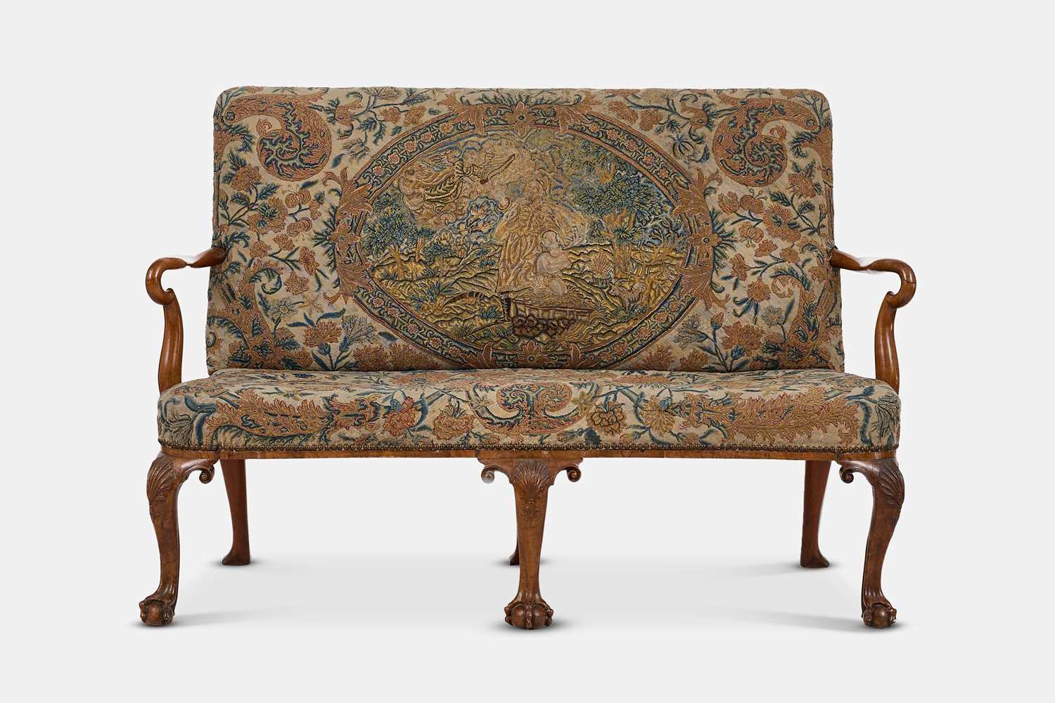 Lot 2 - A George II walnut sofa
