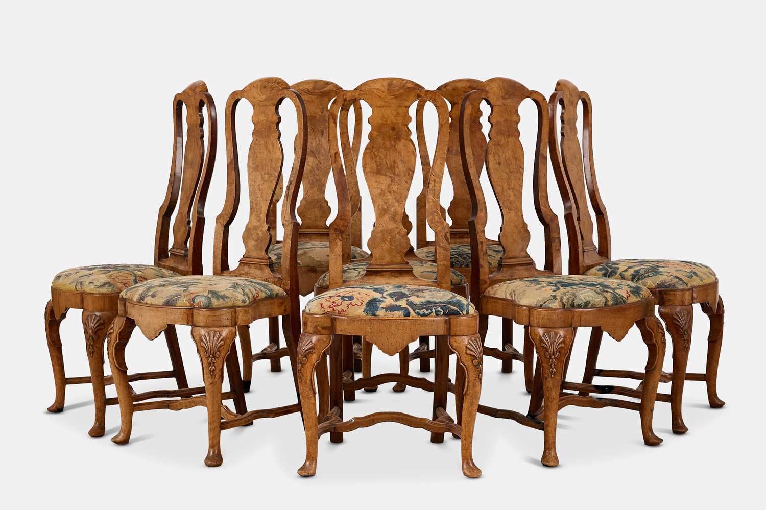 Lot 35 - A set of eight George I Anglo-Dutch walnut side chairs