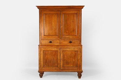 Lot 232 - A Victorian scumbled pine linen press