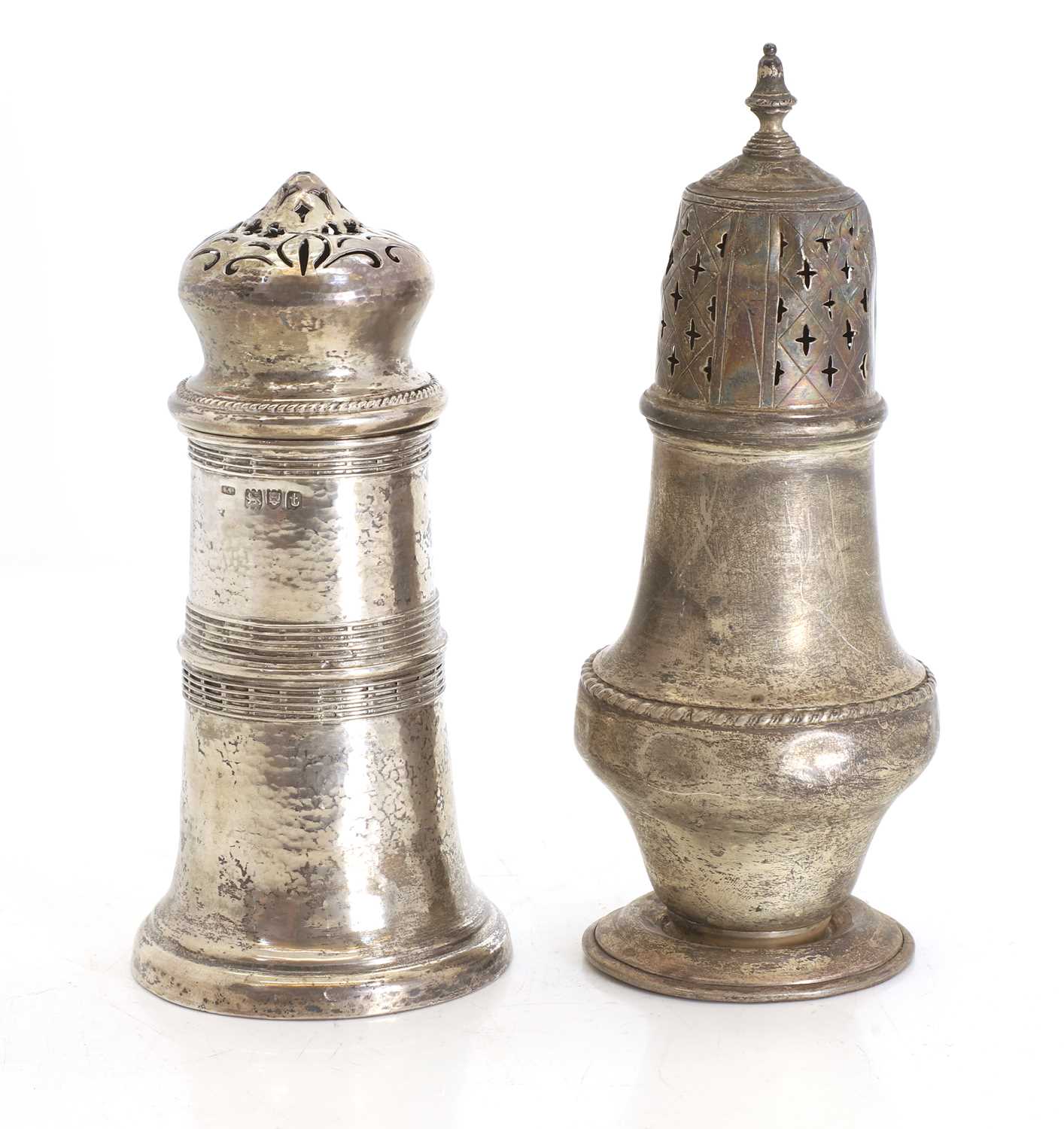 Lot 24 - A planished silver sugar shaker