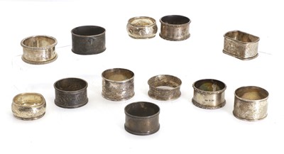 Lot 22 - A collection of silver napkin rings