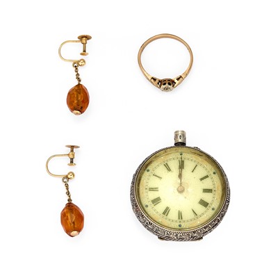 Lot 218 - A small group of jewellery and a fob watch
