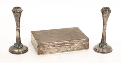 Lot 34A - A pair silver taper sticks