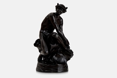 Lot 84 - A Wedgwood black basalt figure of the Seated Mercury