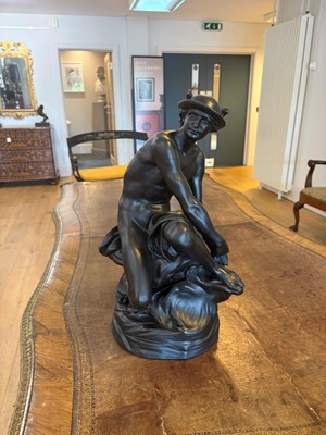 Lot 84 - A Wedgwood black basalt figure of the Seated Mercury