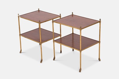 Lot 212 - A pair of Regency-style rosewood and brass étagères