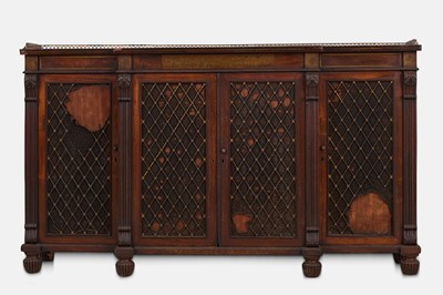 Lot 221 - A George IV rosewood and brass side cabinet attributed to Gillows