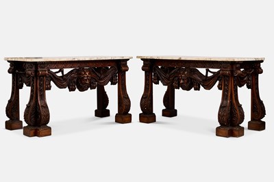 Lot 107 - A pair of George II-style carved wooden pier tables