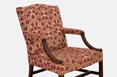 Lot 90 - A pair of George III mahogany Gainsborough library armchairs