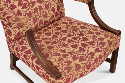 Lot 90 - A pair of George III mahogany Gainsborough library armchairs