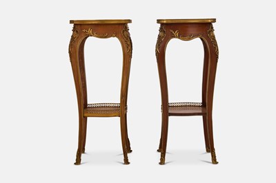 Lot 345 - A matched pair of Louis XV-style mahogany and ormolu side tables