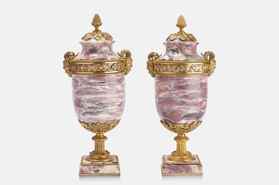 Lot 356 - A pair of Louis XVI-style marble and ormolu urns