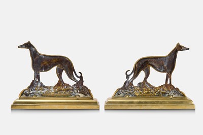 Lot 54 - A pair of brass greyhound doorstops