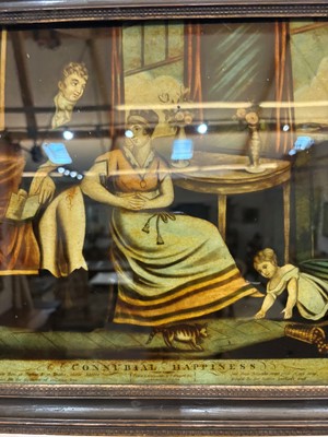 Lot 83 - A set of three late George III reverse glass prints