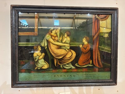Lot 83 - A set of three late George III reverse glass prints