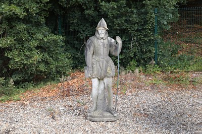 Lot 421 - A carved marble figure of a Tudor figure